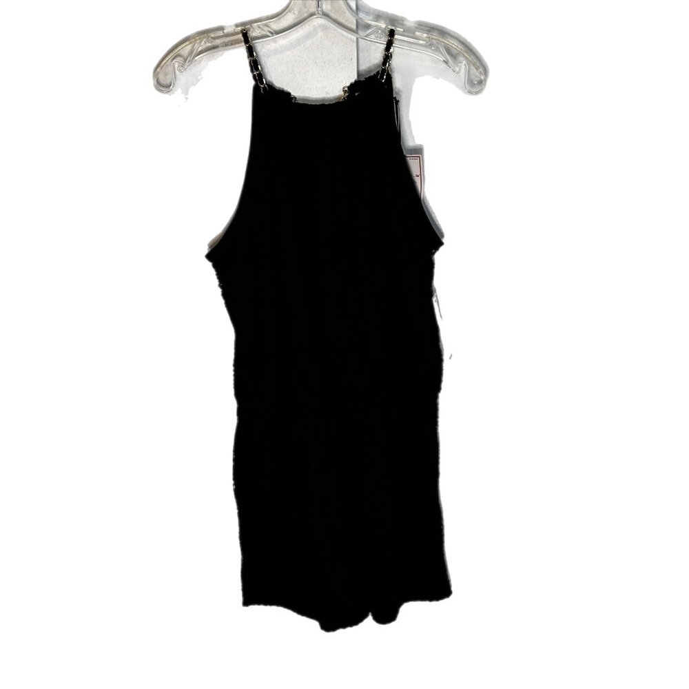 Bisou Bisou Crochet Romper Black Size XS Back zip closure with adjustable chain - Picture 5 of 7